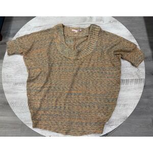 Love 21 Metallic Knit Sweater Womens Medium Short Sleeve Lightweight Pullover